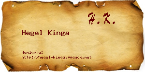 Hegel Kinga névjegykártya